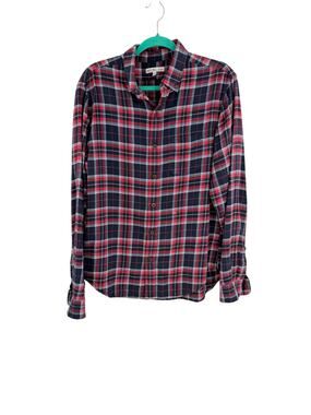 Alex Mill Standard Fit Plaid Flannel Button Down Shirt Red Blue Men's Medium